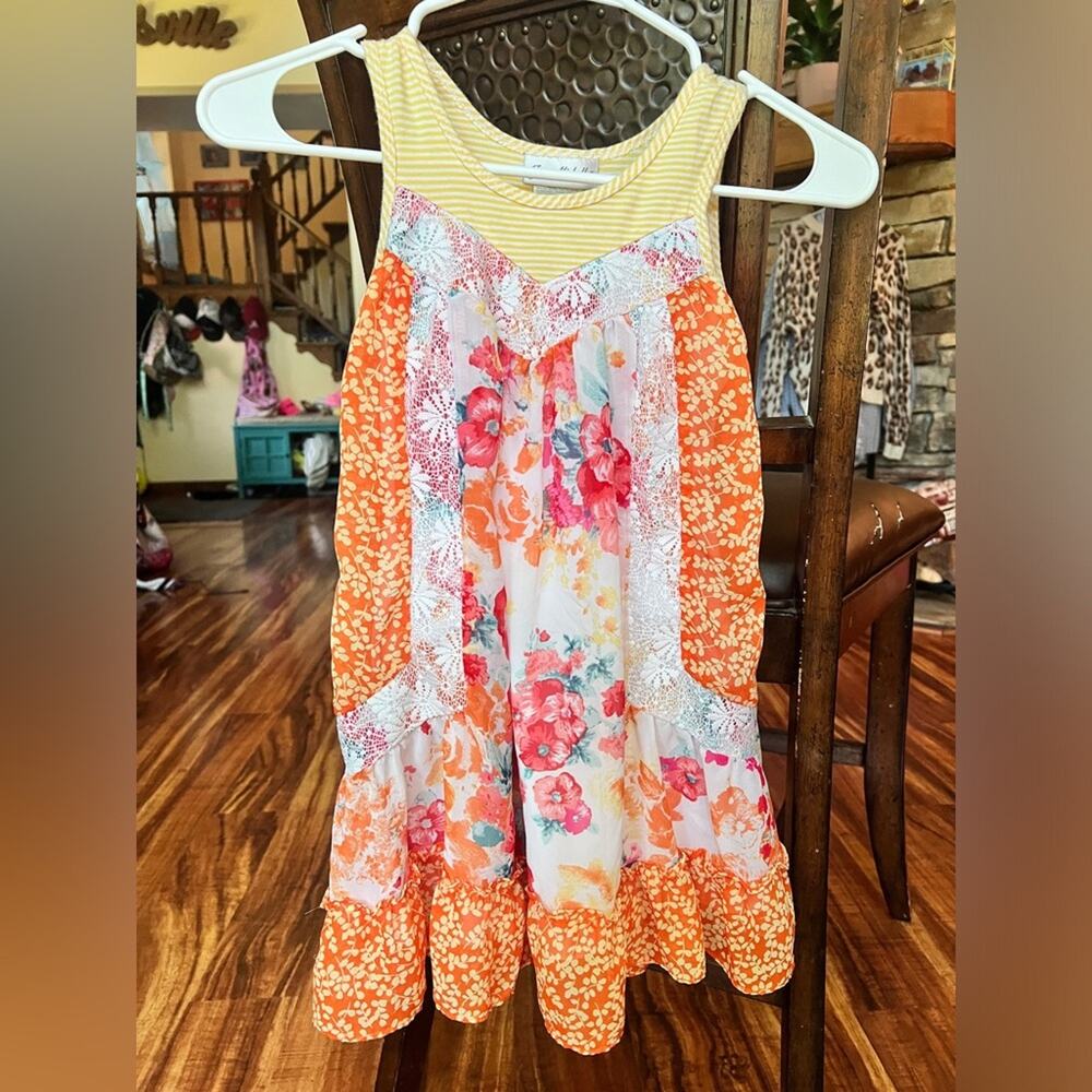 Jona Michelle Orange Floral Sleeveless Dress